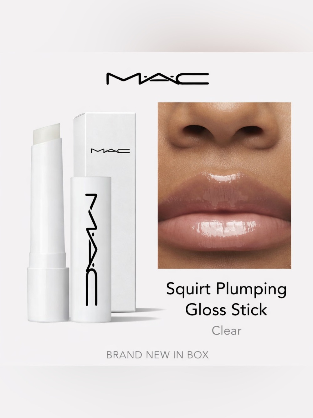 MAC Squirt Plumping Gloss Stick — Clear • Brand New in Box ✨